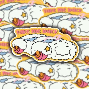 Take Me Back Cartoon Sticker | Cloud Car Sticker | Care Bears | Cartoon Sticker | 80s, 90s Kid Stickers | Childhood Nostalgia Stickers | 80s