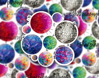 Hand-Painted Disco Balls Sticker | Disco Ball Sticker | Unique Stickers | Trendy Stickers | Acrylic Disco Balls | Original Painting Sticker