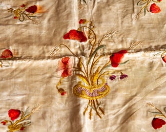 Funda de almohada antigua de seda pura con bordado otomano, década de 1800, tamaño: 50 cm/50 cm