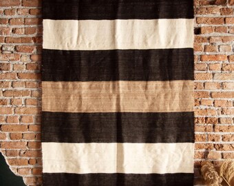 Klasyczny moherowy turecki kilim, dwustronny dywan boho: 6 / 4,2 stopy