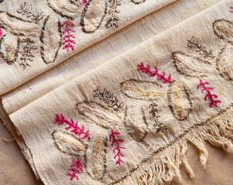 Toalla otomana bordada antigua, tejida a mano, del siglo XIX: 87,5 cm (34,6") / 42,9 cm (16,5")