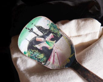 Cuchara de madera vintage Konya Mevlana souvenirs tallados a mano mate pintados