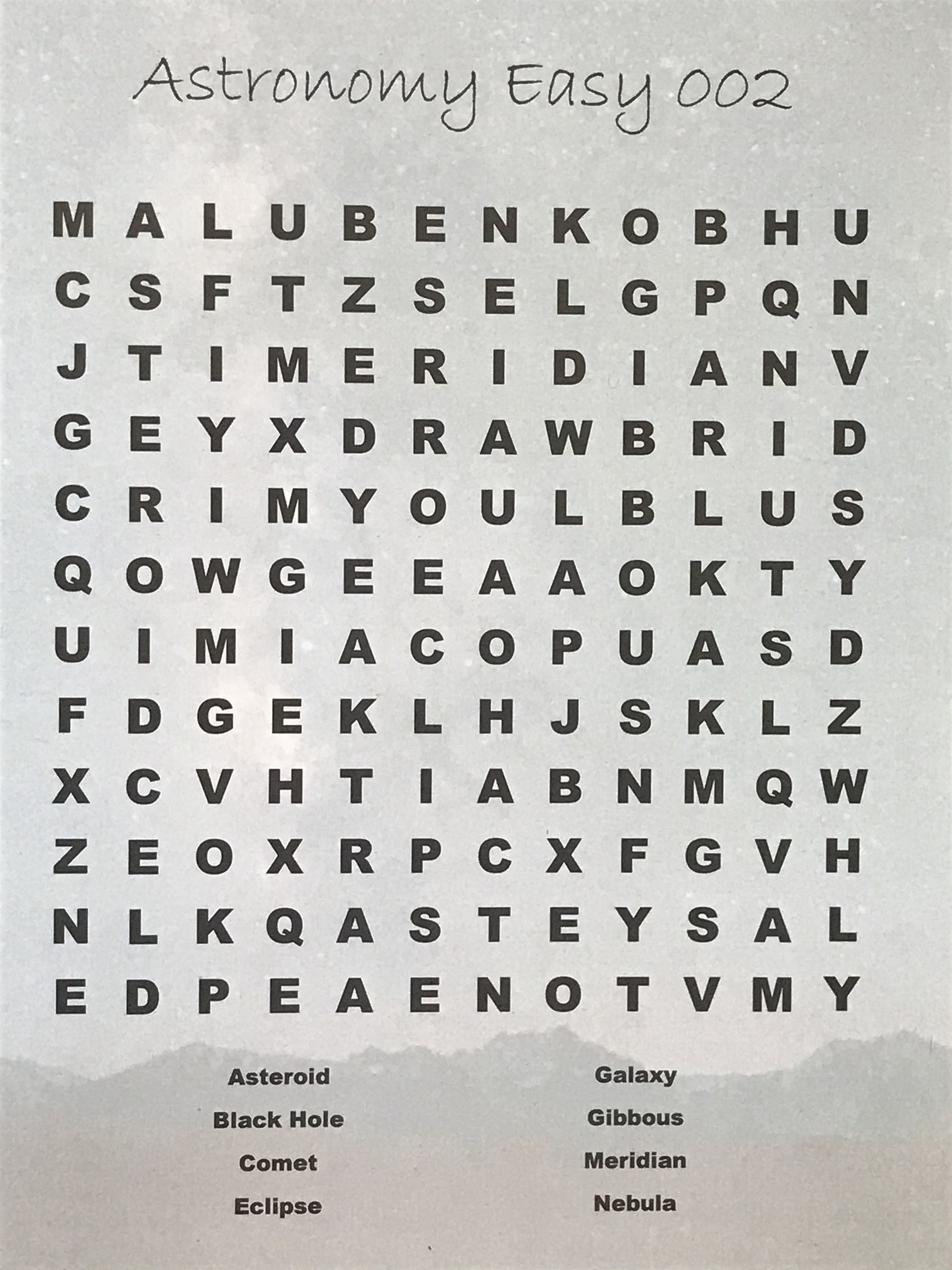 Printable Find-a-word Puzzles 10-pack, Astronomy and Chocolate. Ages 10 ...
