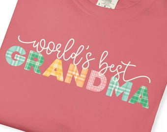 Plaid 'World's Best Grandma' Comfort Colors T-shirt, Mother's Day Gift