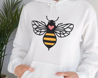 Bumble Bee with Heart Hoodie - Bee Lover Gift