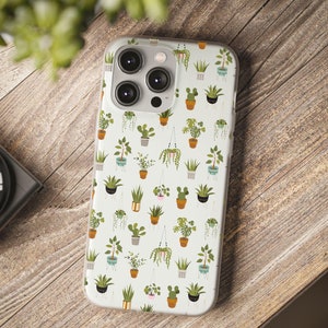 Potted Plants Phone Case: Floral Houseplant Print, Flexible TPU