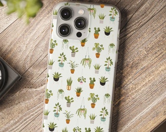 Potted Plants Phone Case: Floral Houseplant Print, Flexible TPU