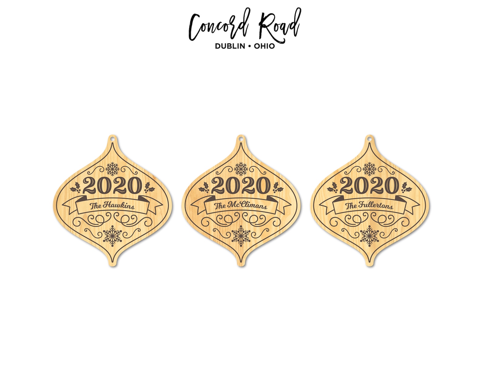 Retro Engraved Ornament Personalized Ornament Wood Etsy