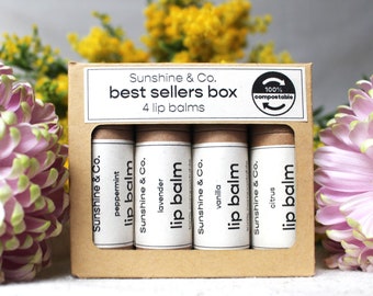 The Best Sellers | 4 Pack Lip Balms | Clean Ingredients | Eco-Friendly | 1/3 oz. | 100% Natural | Biodegradable Packaging