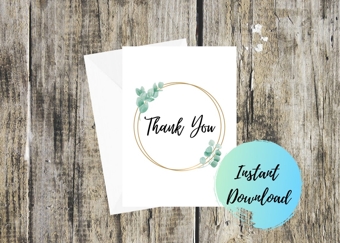 Thank You Card Download Etsy