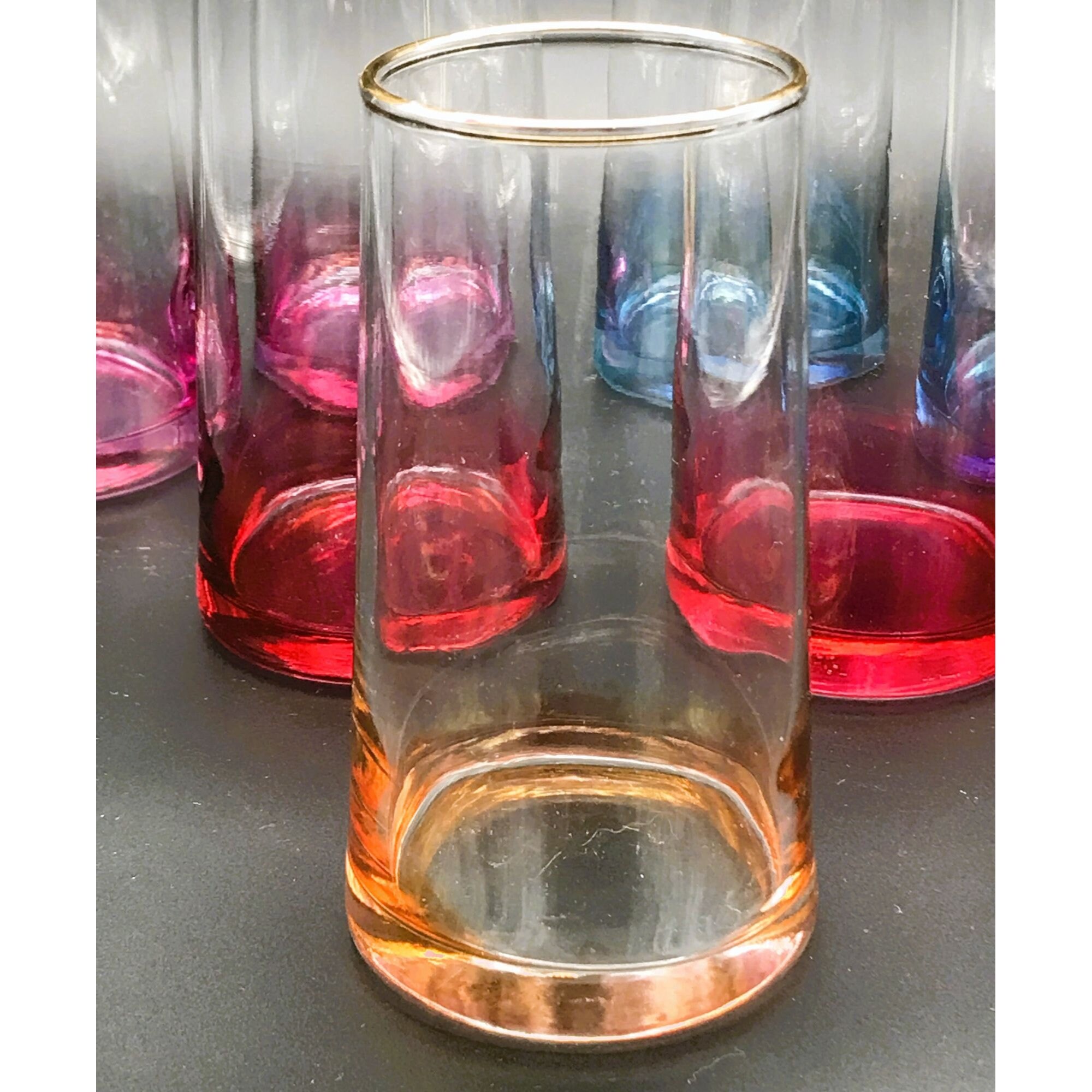 Ombre Fade Drinking Glasses Jeannette Libbey Set 6 Glassware Cocktail ...