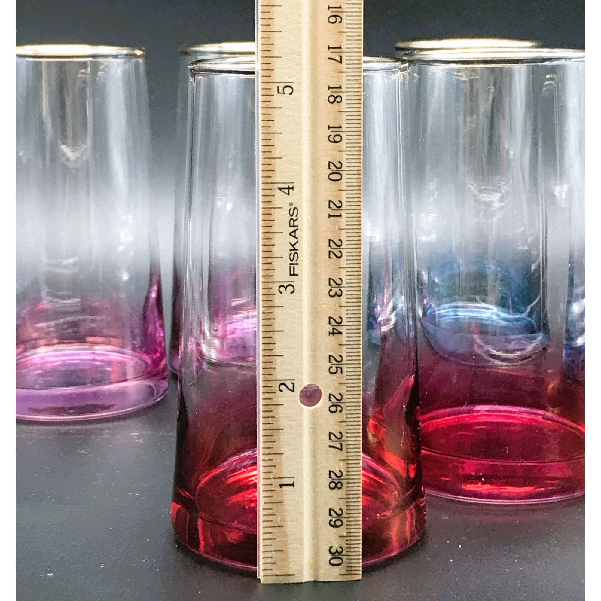 Ombre Fade Drinking Glasses Jeannette Libbey Set 6 Glassware Cocktail ...