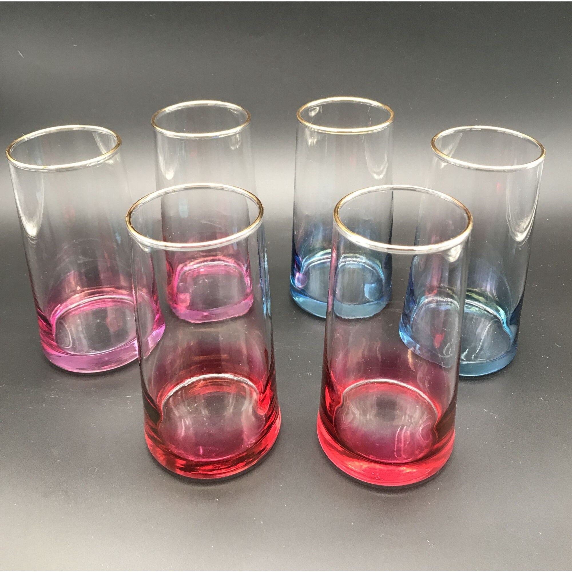 Ombre Fade Drinking Glasses Jeannette Libbey Set 6 Glassware Cocktail ...