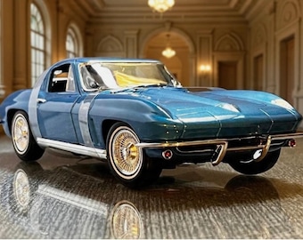 Chevrolet Corvette 1965, modelo a escala 1:18, azul metalizado