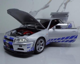 ミニカー FAST&FURIOUS NISSAN SKYLINE GT-R 1/18 Nissan Skyline GTR R34 Fast & Furious Livery – 1:18 Scale Diecast