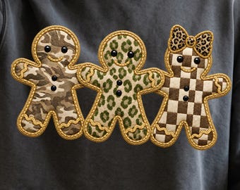 Lebkuchen-Patchwork (PNG), Retro-Weihnachtskeks mit Karomuster (PNG), Design für ein festliches T-Shirt mit goldenem Leopardenmuster, Sublimationsgrafik