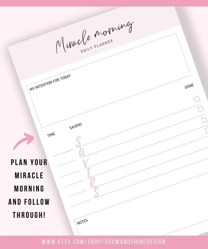 Miracle Morning Printable Morning Routine Chart Daily Etsy