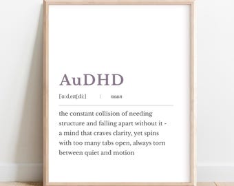 AuDHD Definition Print – ADHD Autism Wall Art – Neurodivergent Printable Poster