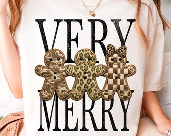 Lebkuchen-Patchwork-Design (PNG), Retro-Weihnachtsmotiv mit Karomuster (PNG), Trendige Weihnachtsgrafik mit Leopardenmuster (Digitaler Download)