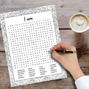 I Am Affirmations Word Search Puzzle | Printable Mindfulness Activity ...