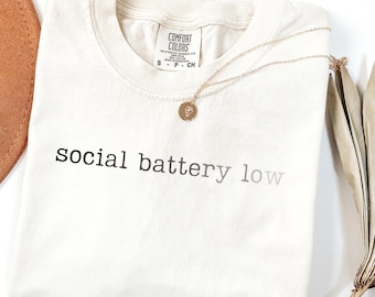 Funny Introvert Shirt PNG: Social Battery Low, Sublimation Design (Digital Download)