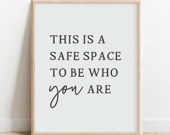 Safe Space Print: Minimalist Mental Health Wall Art (Digital Download)