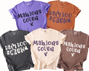 Paquete de imágenes PNG de Mahjong de Halloween, diseño de camiseta Bam Boo Crew, camiseta de aquelarre de brujas Mahjong, diseño de sublimación (descarga digital)