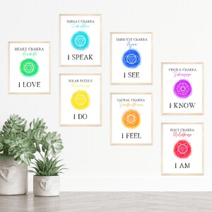 Chakra Wall Art Set of 7 Printable Chakra Posters 8 x 10 inch Digital Download