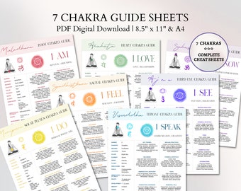 Chakra Cards Set | Chakra Cheat Sheets | Chakra Charts Printable | Chakras Information Poster | Balances Imbalances | Energy Healing Guide