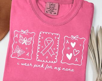 I Wear Pink For My Nana PNG, Breast Cancer Awareness Shirt Design, Cancer Support Gifts Sublimation Design (Digital Download)