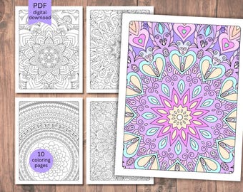 Pattern Coloring Pages For Adults, Hand-drawn Mandala Coloring Pages, Relaxing Patterns Coloring Sheets for Mindfulness and Stress Relief