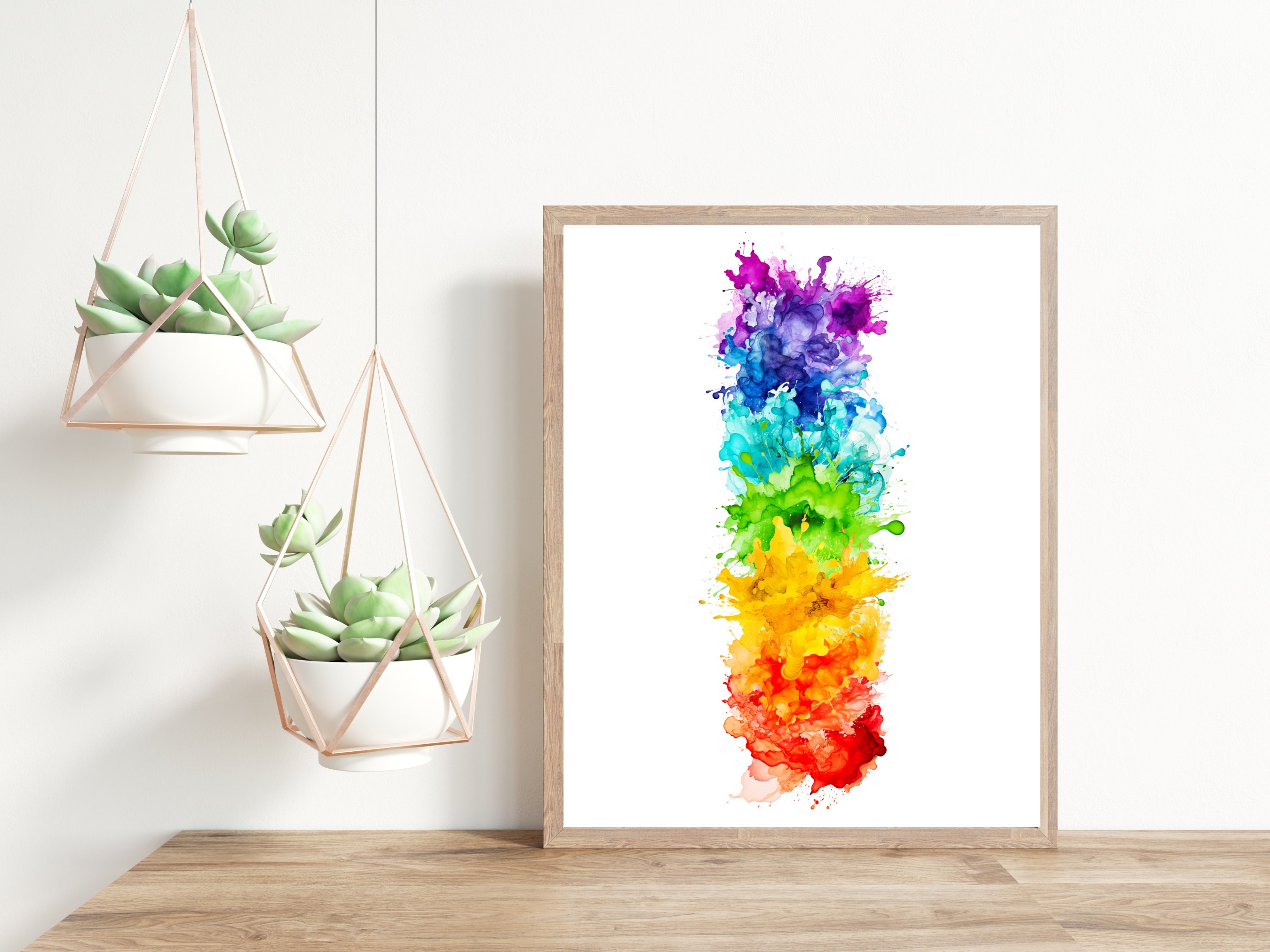 Chakra Wall Art Print in Abstract Watercolor Splashes | 7 Chakras ...