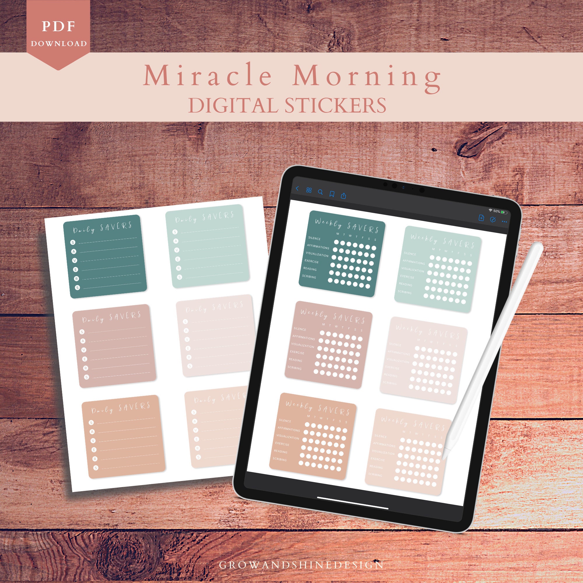 MIRACLE MORNING STICKERS morning routine stickers digital | Etsy