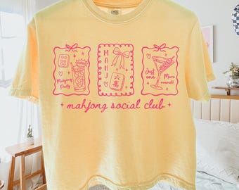 Mahjong Social Club PNG, Pink Doodle Style Mah Jongg Shirt PNG, Sublimation Design (Digital Download)