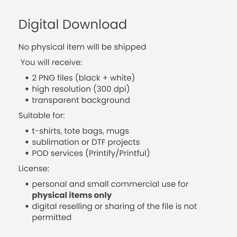 May include: A digital download graphic with the text "Digital Download". The image details the product as 2 PNG files, high resolution, and a transparent background. Suitable for t-shirts, tote bags, mugs, sublimation, DTF projects, and POD services.