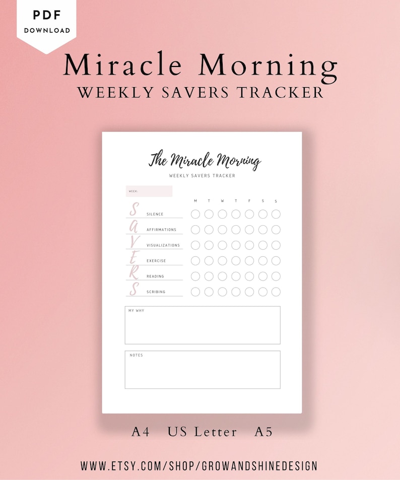 Weekly Miracle Morning Tracker The Miracle Morning Routine | Etsy