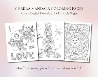 Mandalas de chakras para colorear, afirmaciones y relajación consciente (descarga digital)