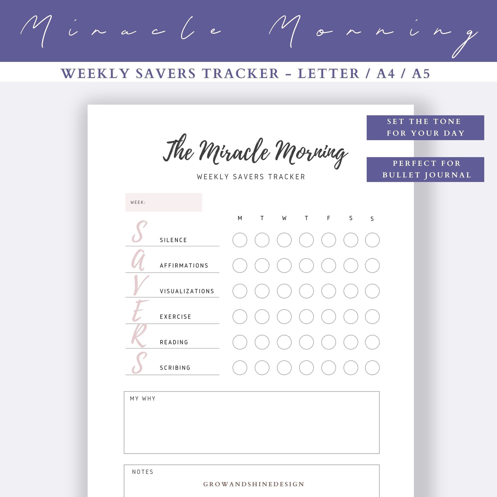 Weekly Miracle Morning Tracker The Miracle Morning Routine Etsy