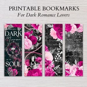Dark Romance Reader Bookmarks | Goth Love Bookmarks Printable | Skulls Roses Art | Dark Aesthetic Academia | Instant Download