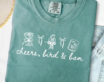 Mahjong PNG, Mahjong Party Shirt Design, Cheers Bird & Bam, Mah Jong Club Gift, Sublimation Design (Digital Download)