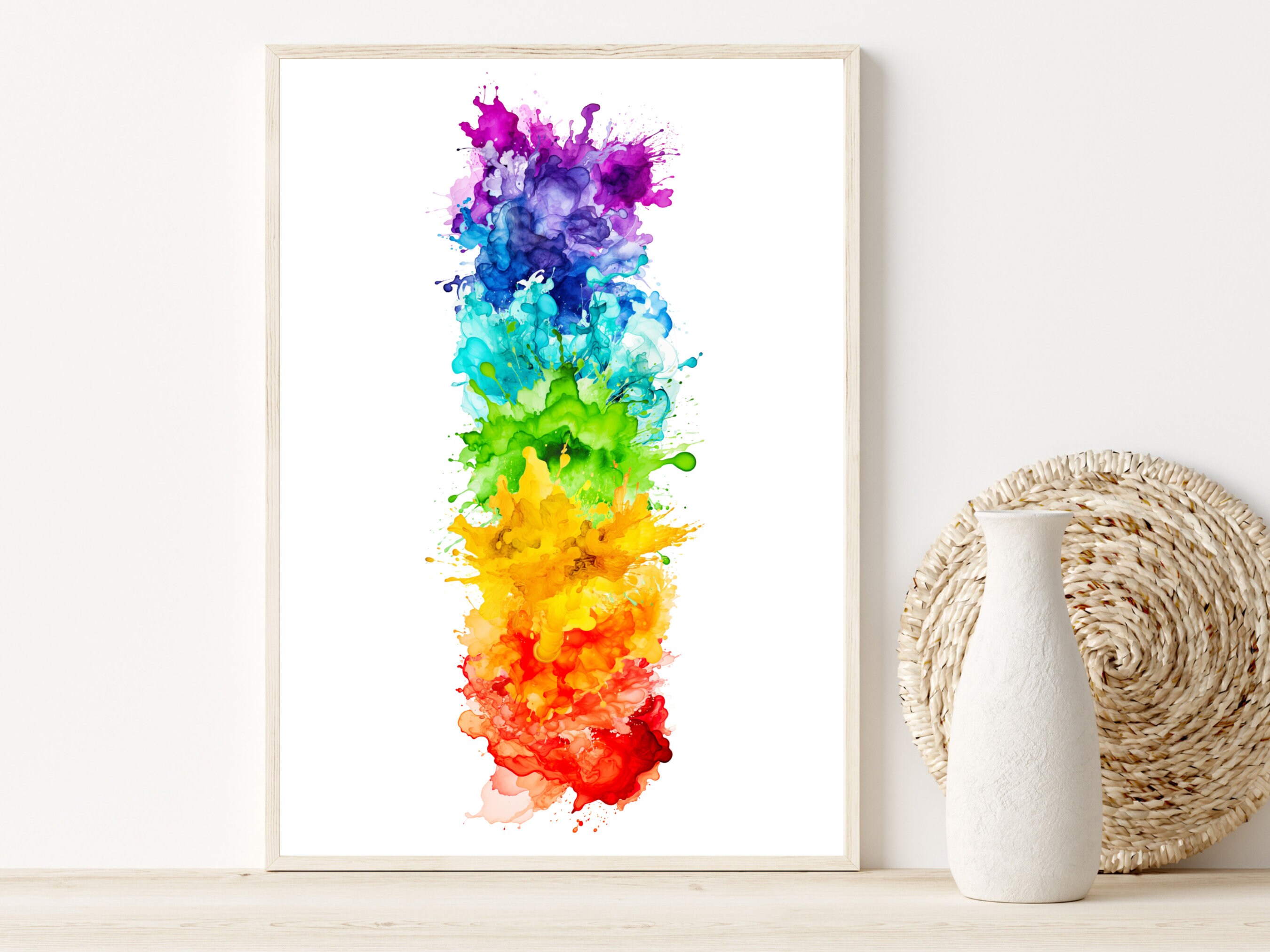 Chakra Wall Art Print in Abstract Watercolor Splashes | 7 Chakras ...