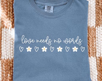Imagen PNG de concienciación sobre el autismo, imagen PNG de "El amor no necesita palabras", diseño de camiseta para la aceptación del autismo no verbal, regalo para profesores de educación especial (descarga digital).