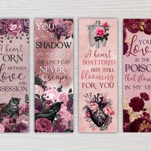 Dark Romance Reader Lesezeichen |  Gothic Liebe Lesezeichen für Frauen | Spicy Digitales Lesezeichen | Sofort Download