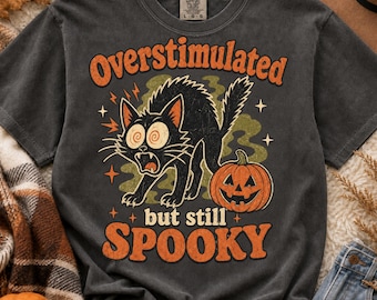 Vintage Halloween Overstimulated Shirt PNG (Digital Download)