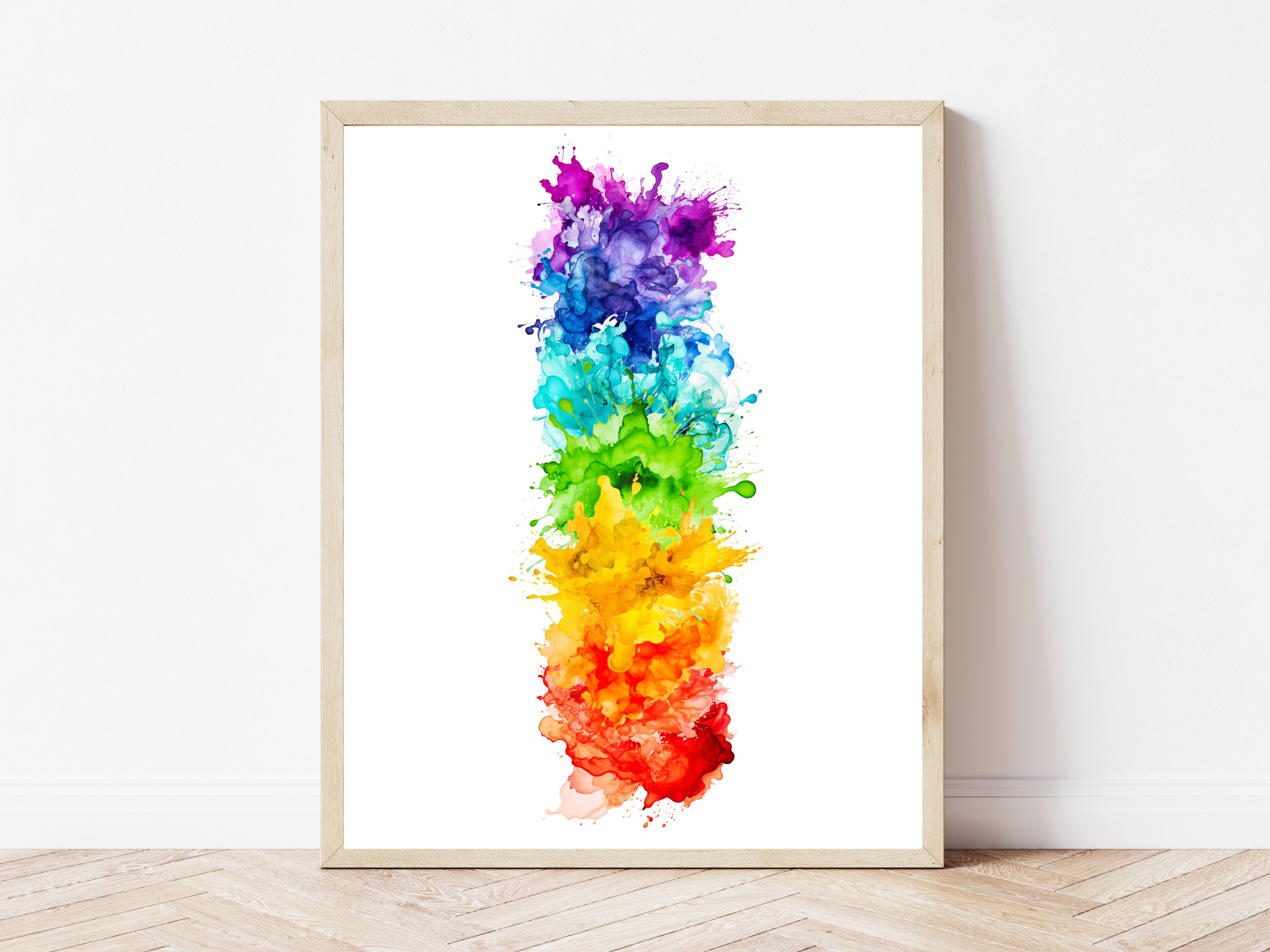 Chakra Wall Art Print in Abstract Watercolor Splashes | 7 Chakras Splash Art Wall Decor | Chakra Printable Poster | Digital Downlaod