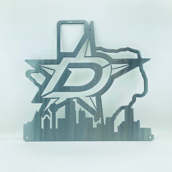 Dallas Stars NHL Skyline Hockey Texas map Stanley Cup Metal Poster garage Dad Mom Wife Husband Girlfriend Boyfriend Gift Fathers Christmas