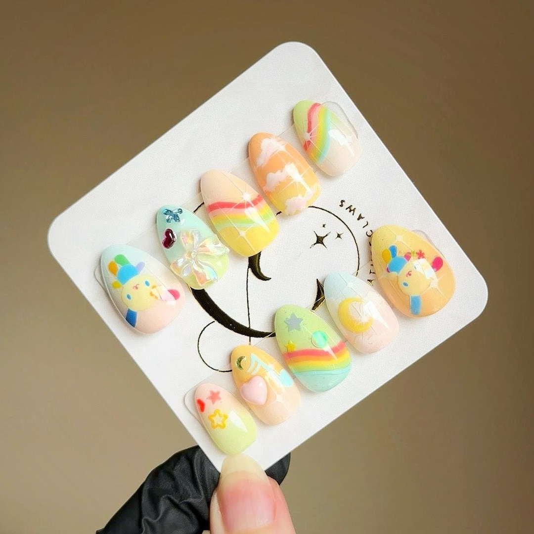 ウサハナ！｜オーダーメイド｜高級プレスオンネイル｜ウサハナネイル｜サンリオネイル｜ジェリープレスオンネイル｜キラキラパステルネイル - Etsy 日本