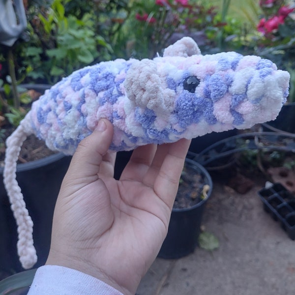 Purple pink and white crochet rat rodent