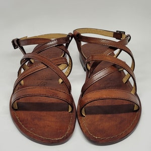 Sandali artigianali da donna fatti a mano con materiali di qualità: vera pelle e vero cuoio 100% Made in Italy Handmade Sandals for Woman immagine 3