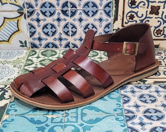 Mens Leather Roman Sandals Mens Jesus Sandals Uk Handmade Men's